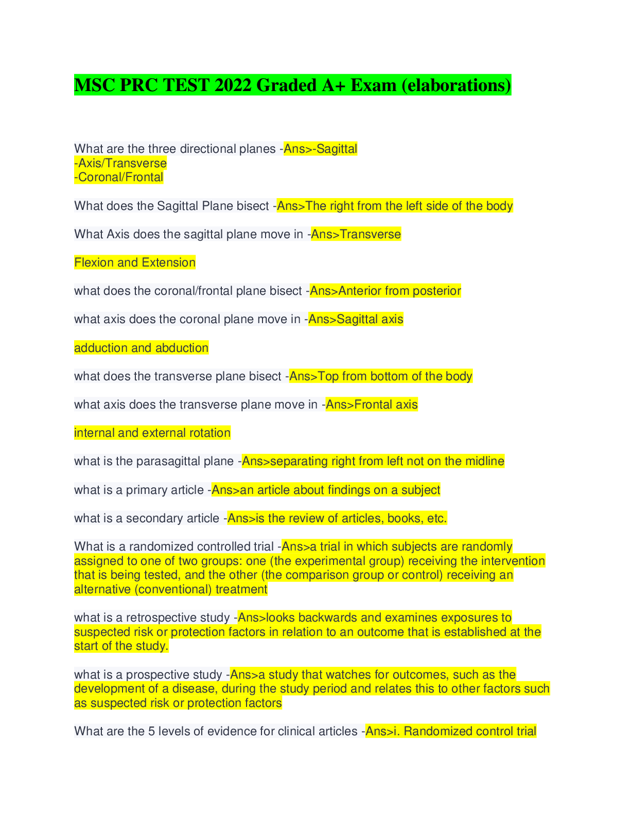 Preview image of MSC PRC TEST 2022 Graded A+ Exam (elaborations) document